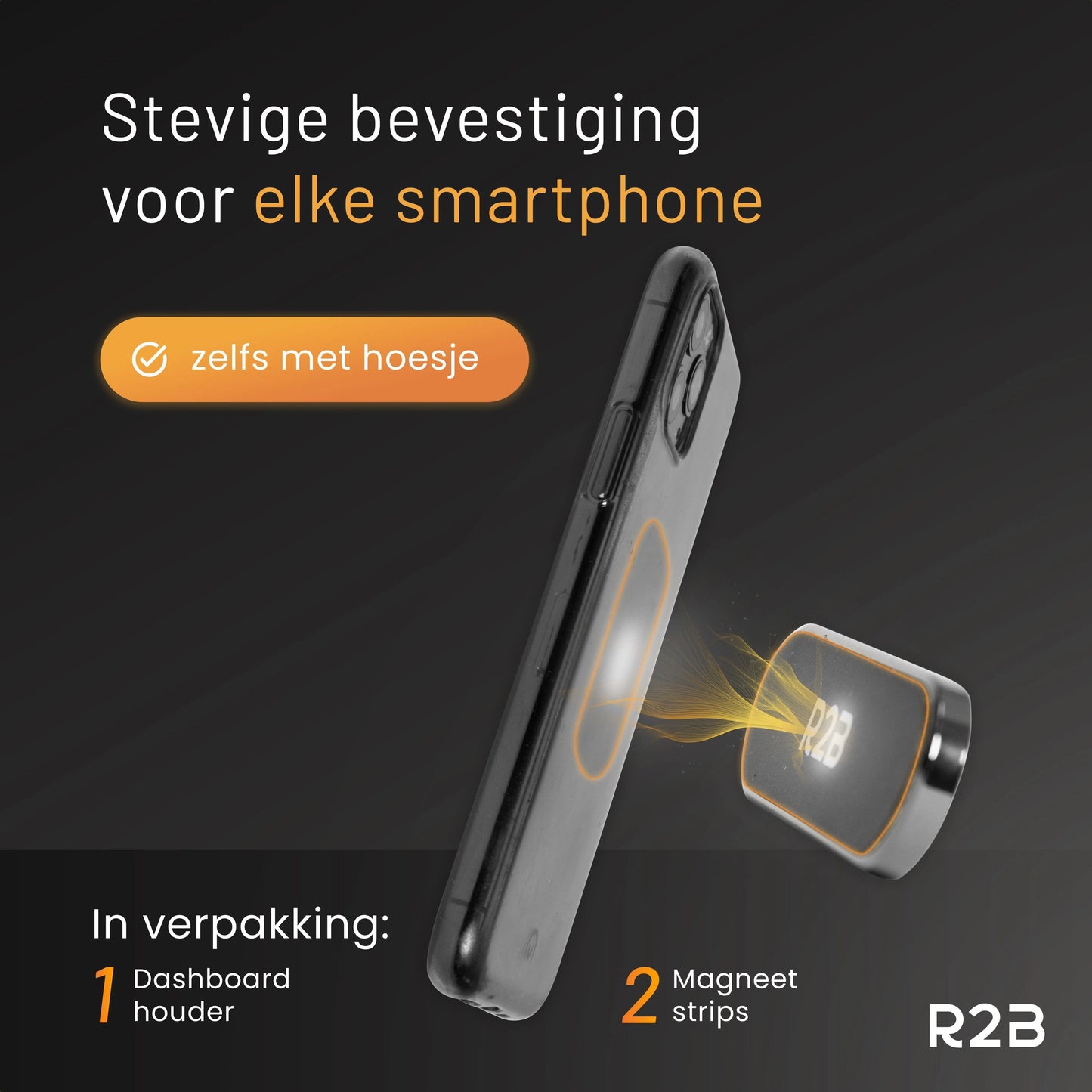 R2B Magnetische telefoonhouder auto - Voor dashboard en console - Model Volendam